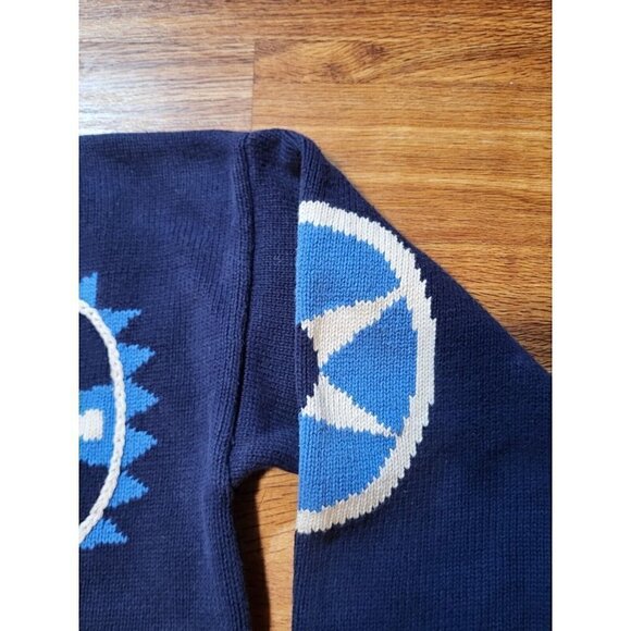 Vtg Segrets Sun Prints Womens S Hand Knit Cotton Sweater Blue Art To Wear - Picture 4 of 5